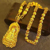 24K Gold Guanyin Buddha Pendant Double Dragon Protection Necklace - FengshuiGallary