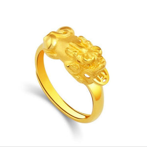 24K Gold Lucky Pixiu Ring(Adjustable) - FengshuiGallary