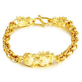 24K Gold Pixiu Double Dragon Bracelet - FengshuiGallary