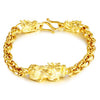 24K Gold Pixiu Double Dragon Bracelet - FengshuiGallary