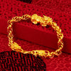 24K Gold Pixiu Double Dragon Bracelet - FengshuiGallary