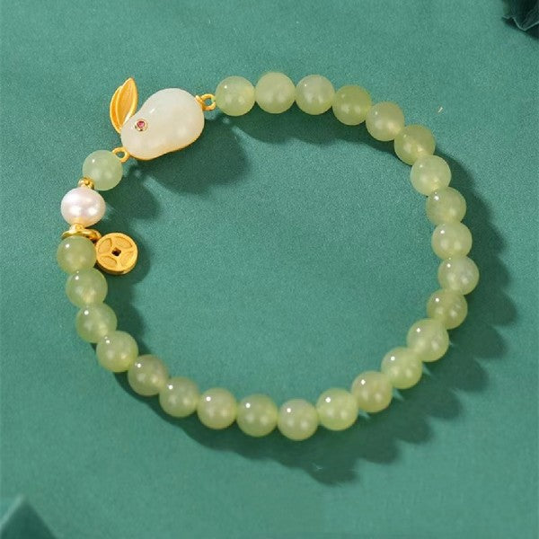 Hetian Jade Rabbit Lucky Beads Bracelet