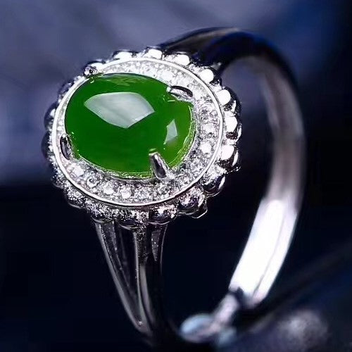 Hetian Green Jade Lucky Ring - FengshuiGallary