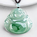 Natural Ice Green Jade Laughing Buddha Lucky Pendant Necklace - FengshuiGallary