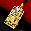 Auspicious Gold Dragon Black Agate Pendant - FengshuiGallary