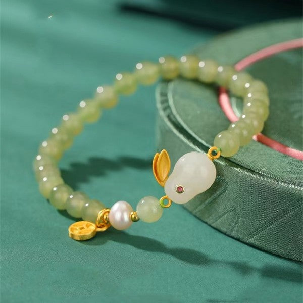 Hetian Jade Rabbit Lucky Beads Bracelet
