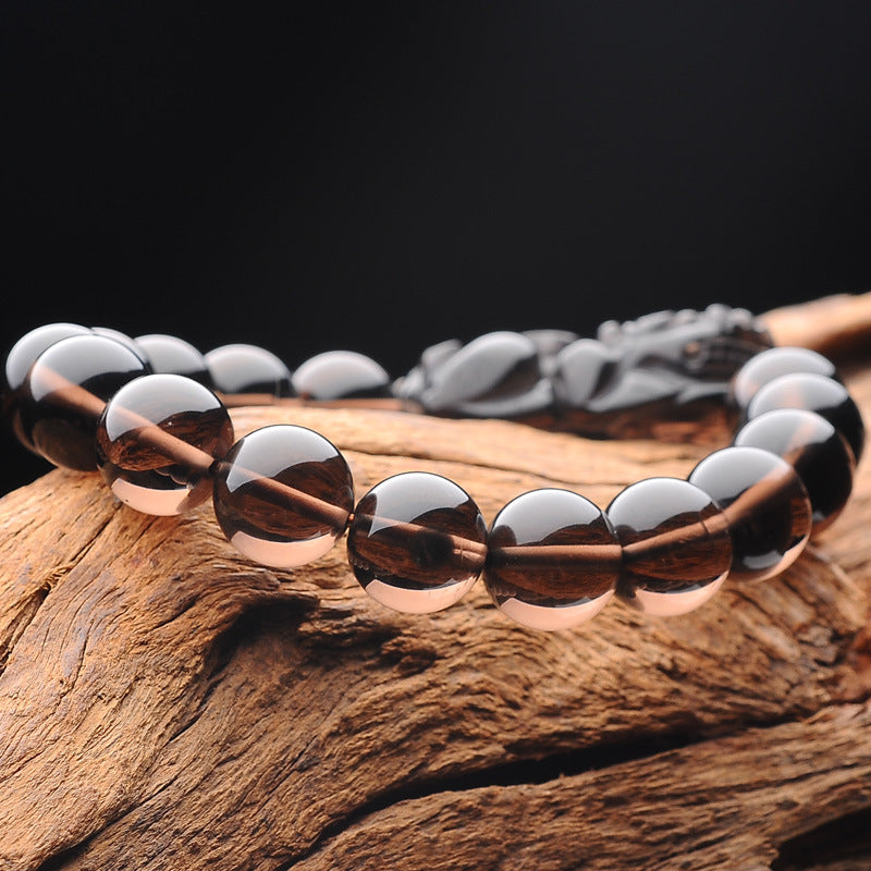 Ice Black Obsidian Pixiu  Feng Shui Coin Wealth Bracelet - FengshuiGallary