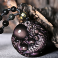 Rainbow Obsidian Pixiu Wealth Pendant Necklace - FengshuiGallary