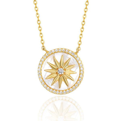 8 Pointed Star Octagram Diamond Pearl Healing Pendant Necklace - FengshuiGallary