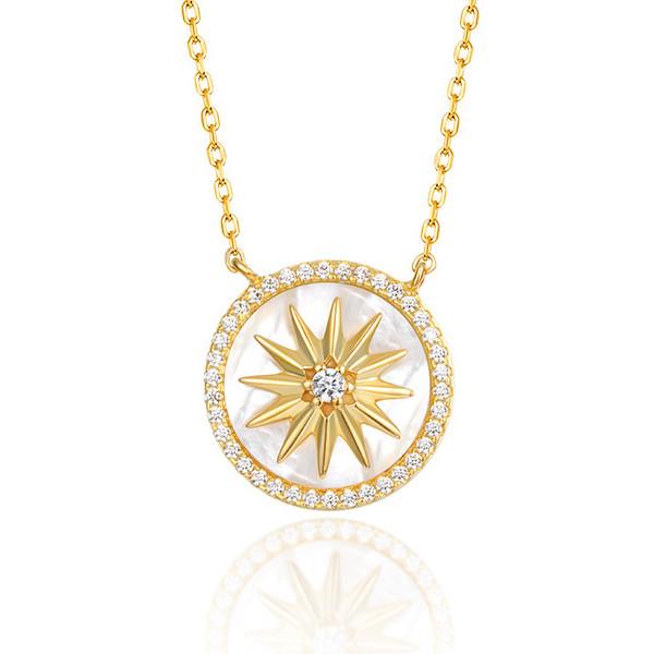 8 Pointed Star Octagram Diamond Pearl Healing Pendant Necklace - FengshuiGallary