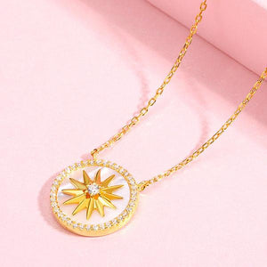 8 Pointed Star Octagram Diamond Pearl Healing Pendant Necklace - FengshuiGallary