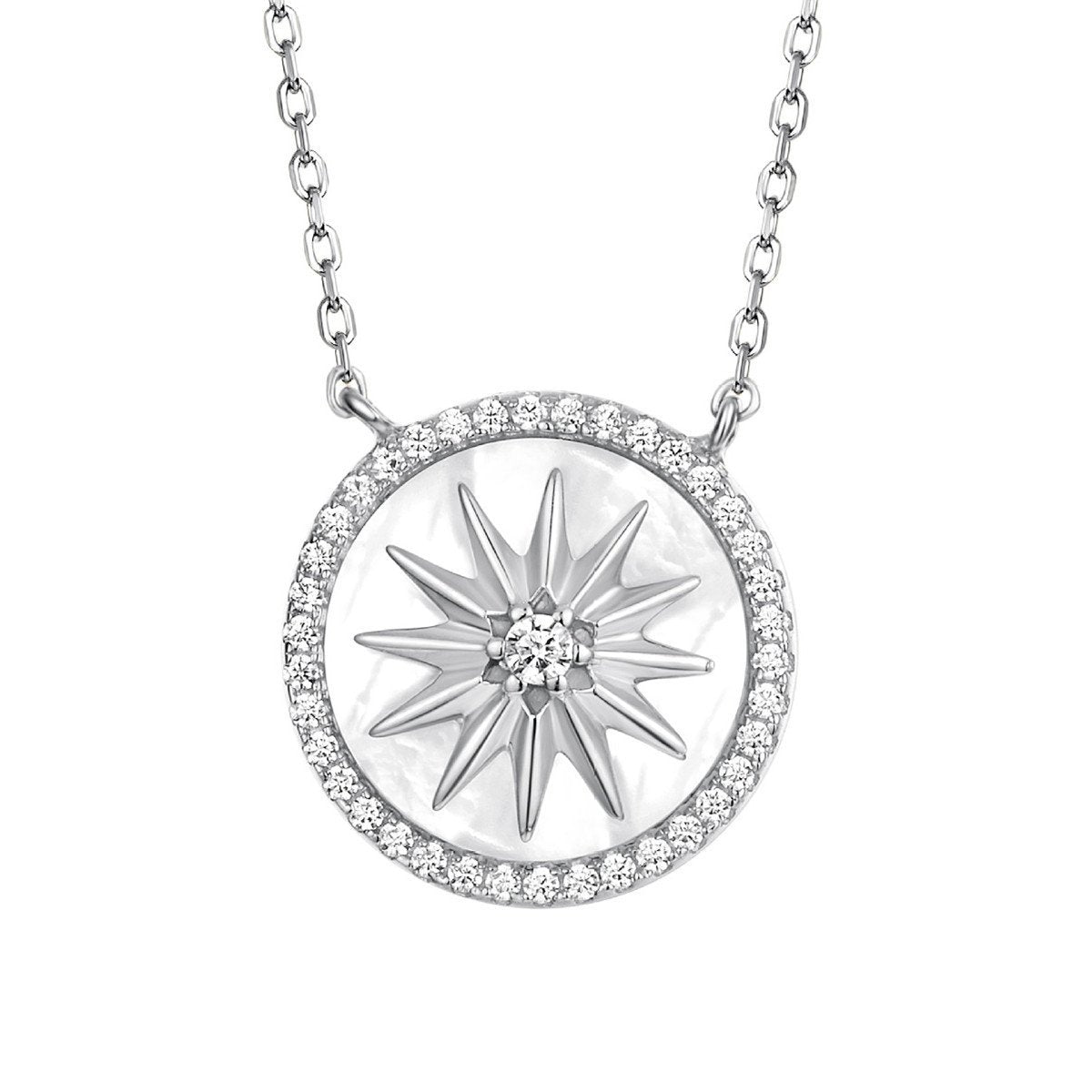 8 Pointed Star Octagram Diamond Pearl Healing Pendant Necklace - FengshuiGallary