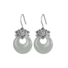 925 Silver Lotus Flower White Jade Earrings - FengshuiGallary