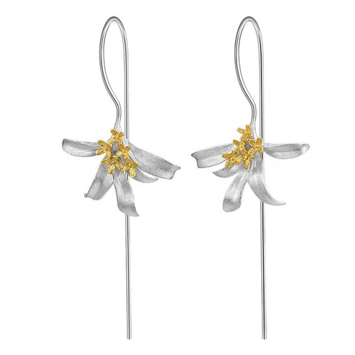 925 Silver Magnolia Lucky Earrings - FengshuiGallary