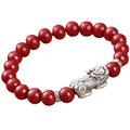 925 Silver Pixiu Bracelet-Natural Cinnabar Bead - FengshuiGallary