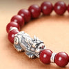 925 Silver Pixiu Bracelet-Natural Cinnabar Bead - FengshuiGallary