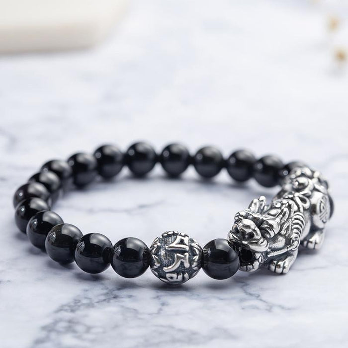 925 Silver Pixiu Six Words Bead Mantra Bracelet - FengshuiGallary