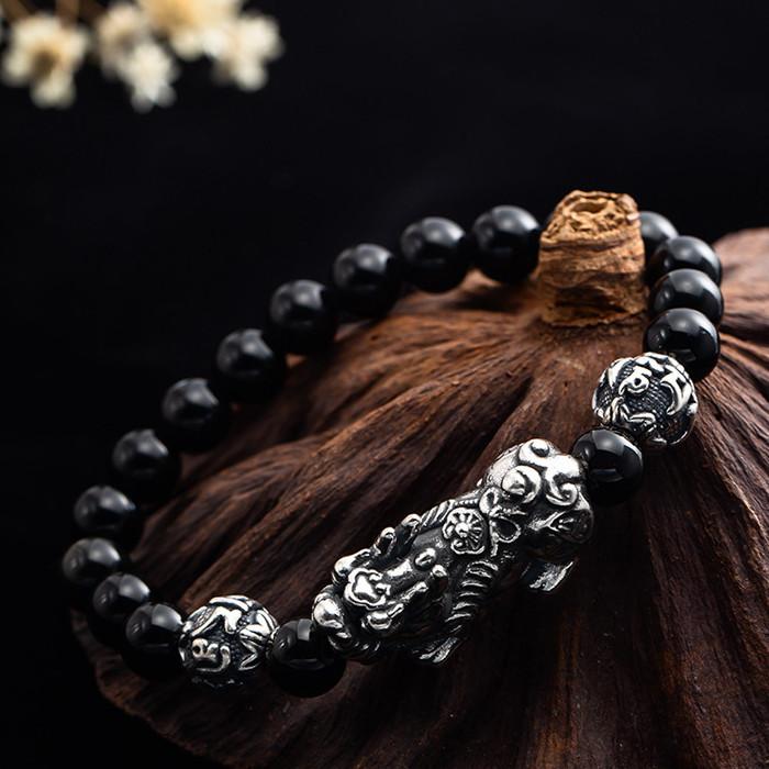 925 Silver Pixiu Six Words Bead Mantra Bracelet - FengshuiGallary