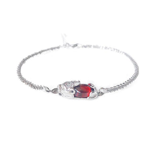 925 Silver Red Garnet Pixiu Lucky Bracelet - FengshuiGallary