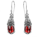 925 Silver Red Garnet Pixiu Lucky Ear Ring - FengshuiGallary
