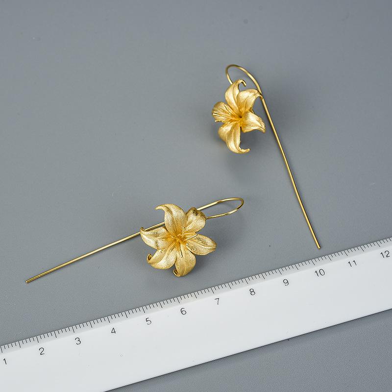925 Silver Thrive Lily Charm Earrings - FengshuiGallary
