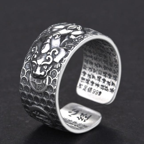 925 Silver Vintage Pixiu Protection Ring - FengshuiGallary