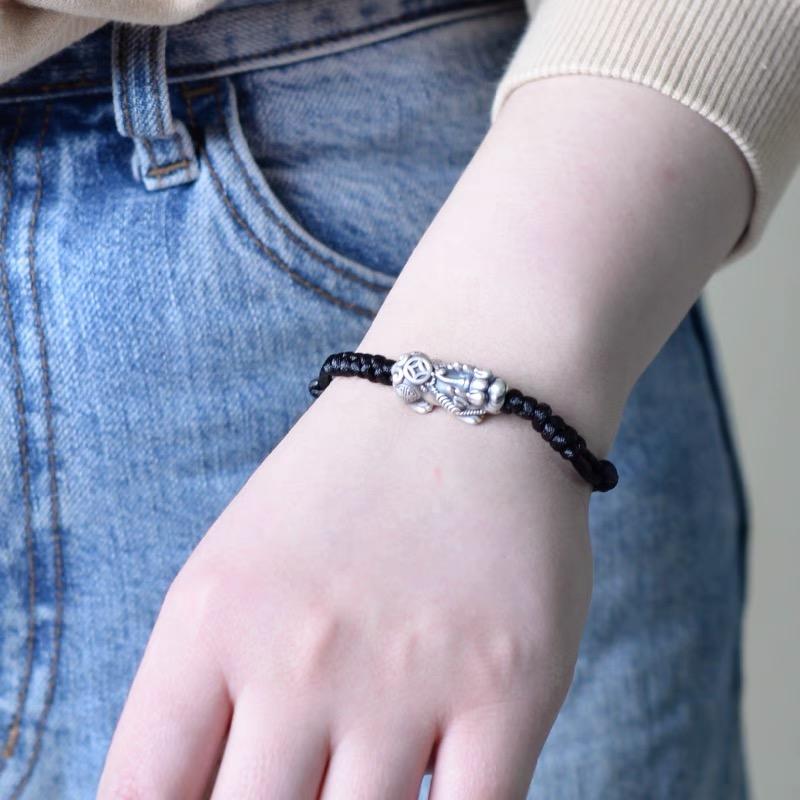 999 Silver Bracelet-Pixiu Red String Fengshui - FengshuiGallary
