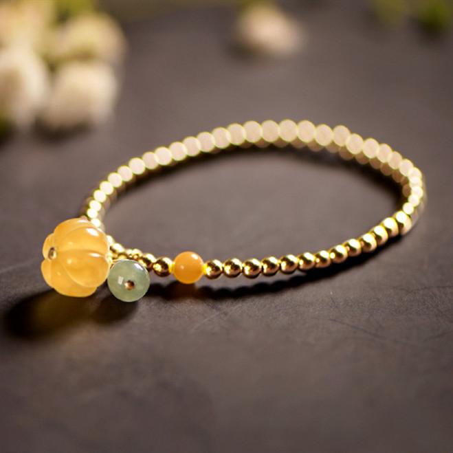Ancient Protector Yellow Jade Golden Beads Abundance Bracelet - FengshuiGallary