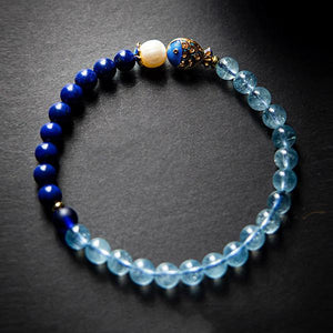 Aquamarine Bracelet-Enaml Koi Fish - FengshuiGallary