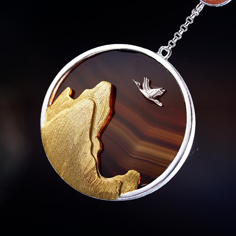Auspicious Crane Silver Protection Pendant Necklace - FengshuiGallary