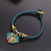 Auspicious Enamel Wealth Flower Hand Knitted Rope Bracelet - FengshuiGallary
