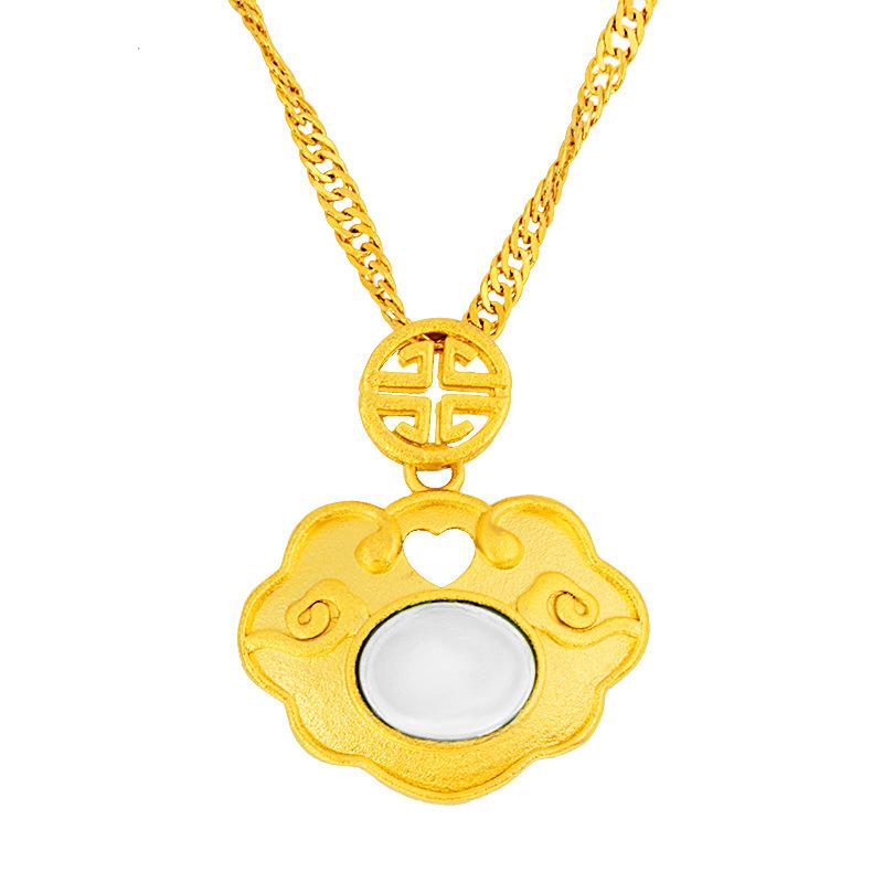 Auspicious Feng Shui Clouds Green Jade Lucky Pendant Necklace - FengshuiGallary