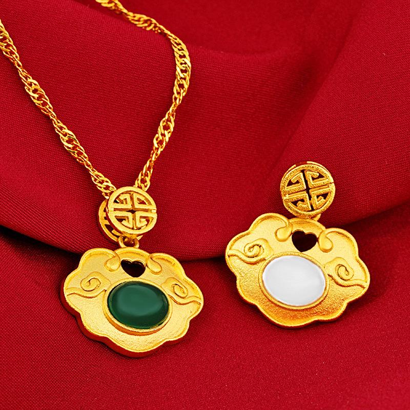 Auspicious Feng Shui Clouds Green Jade Lucky Pendant Necklace - FengshuiGallary