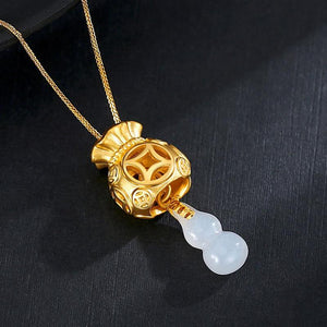 Auspicious Feng Shui Gold Money Bag Pendant Necklace - FengshuiGallary