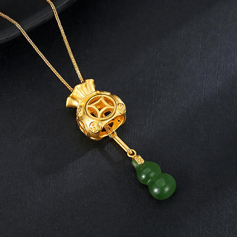 Auspicious Feng Shui Gold Money Bag Pendant Necklace - FengshuiGallary