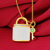 Auspicious Feng Shui Lock Grand A Natural White Jade Healing Pendant Necklace - FengshuiGallary