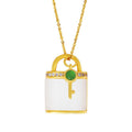 Auspicious Feng Shui Lock Grand A Natural White Jade Healing Pendant Necklace - FengshuiGallary