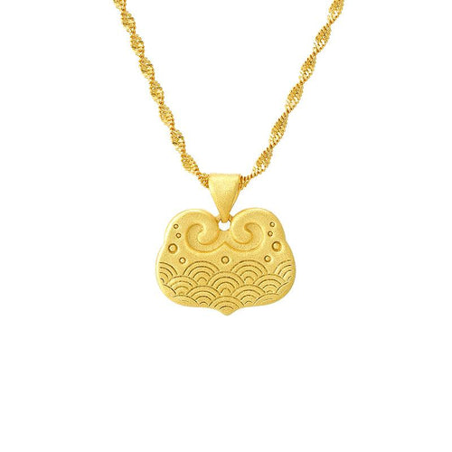 Auspicious Feng Shui Lucky Clouds Gold Pendant Necklace - FengshuiGallary