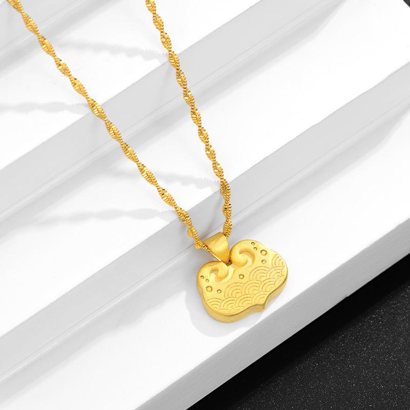 Auspicious Feng Shui Lucky Clouds Gold Pendant Necklace - FengshuiGallary