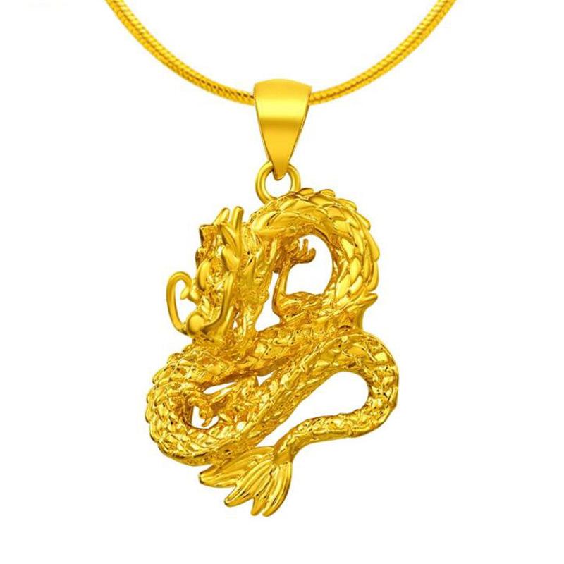 Auspicious Gold Dragon Pendant Necklace - FengshuiGallary