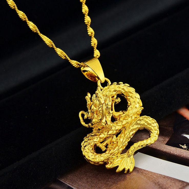 Auspicious Gold Dragon Pendant Necklace - FengshuiGallary
