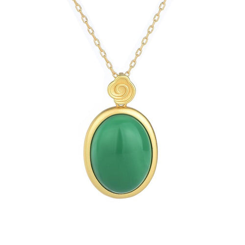 Auspicious Green Jade Wealth Pendant Necklace - FengshuiGallary