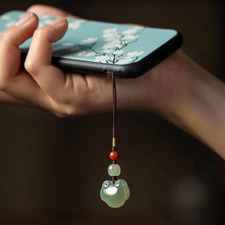 Auspicious Hetian Jade Phone Pendant Chain - FengshuiGallary