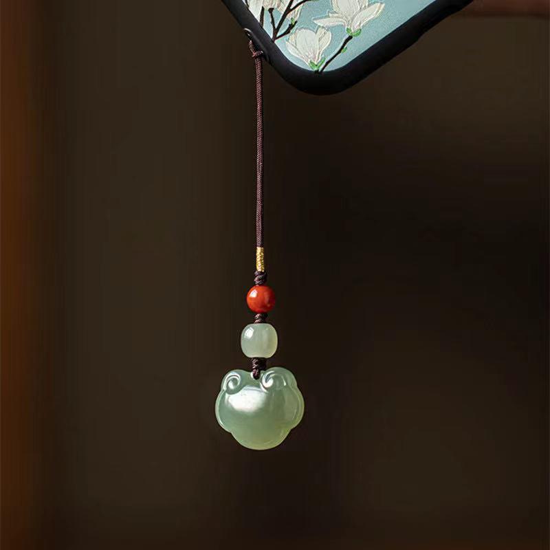 Auspicious Hetian Jade Phone Pendant Chain - FengshuiGallary