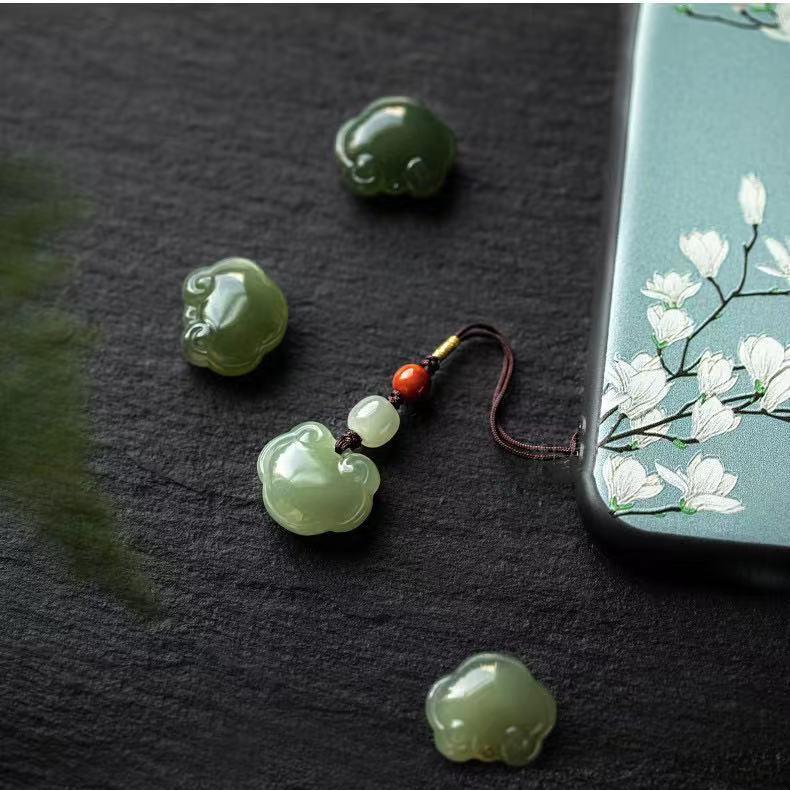 Auspicious Hetian Jade Phone Pendant Chain - FengshuiGallary