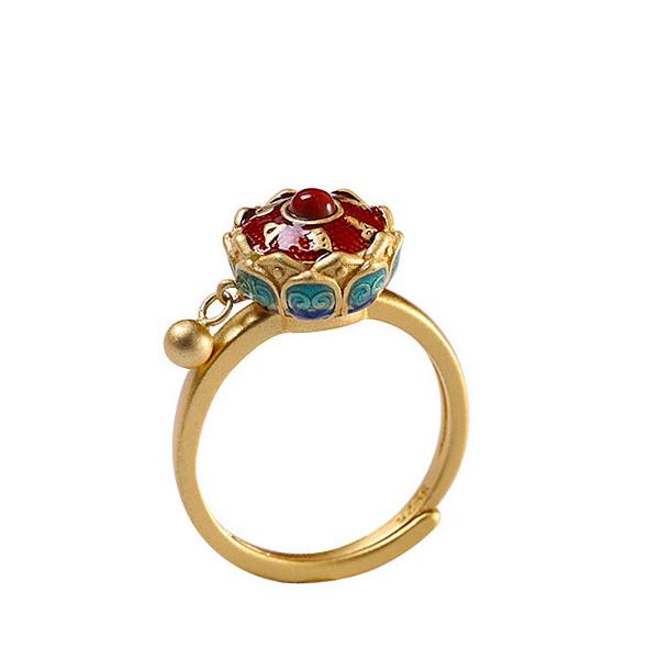 Auspicious Lotus Feng Shui Mantra Protection Ring - FengshuiGallary