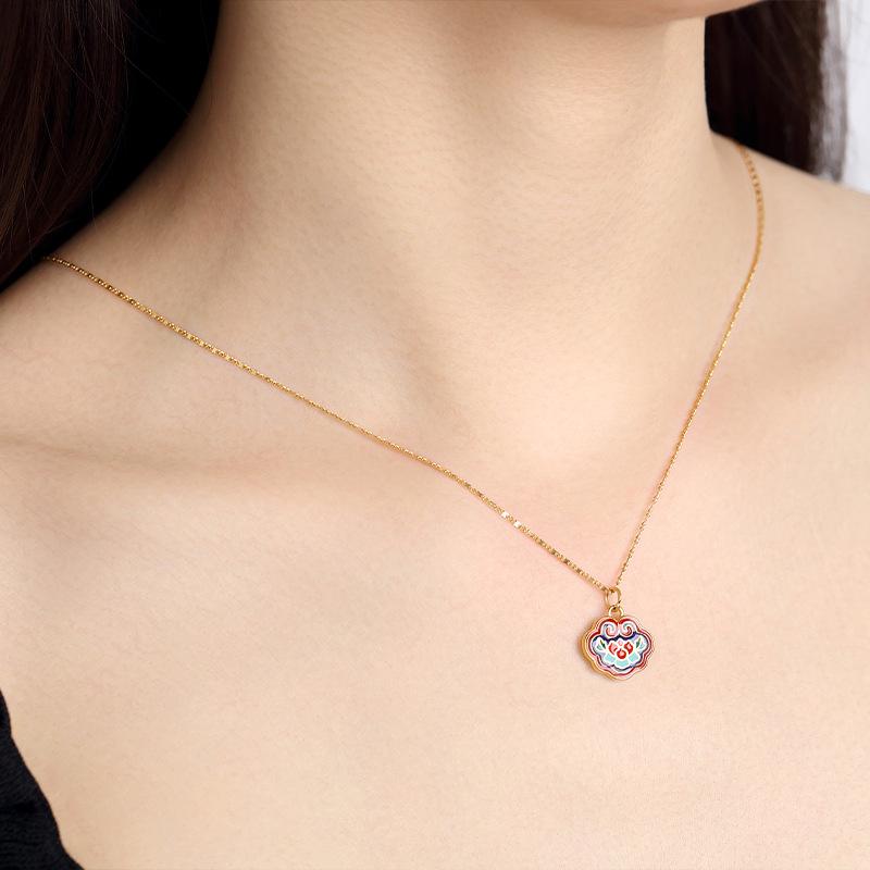 Auspicious Lotus Gold Feng Shui Lucky Pendant Necklace - FengshuiGallary