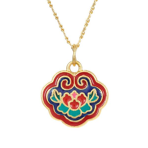 Auspicious Lotus Gold Feng Shui Lucky Pendant Necklace - FengshuiGallary