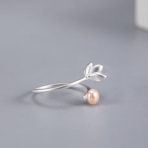 Auspicious Lotus Pearl In 925 Silver Lucky Ring - FengshuiGallary