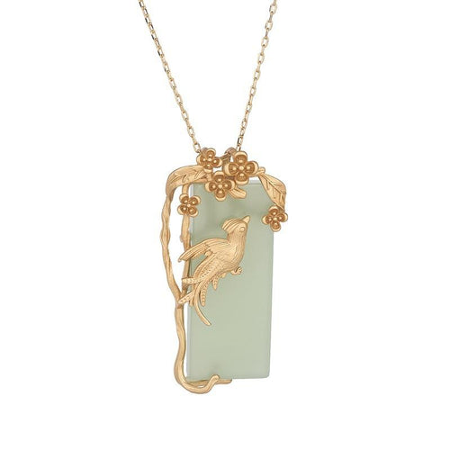 Auspicious Magpie Hetian Jade Wealth Pendant - FengshuiGallary